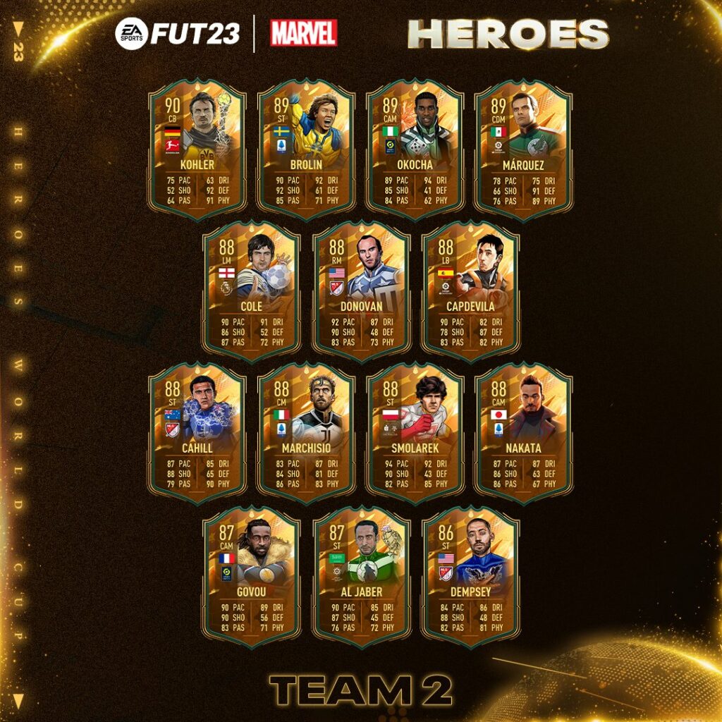 équipe 2 héros FUT Marvel