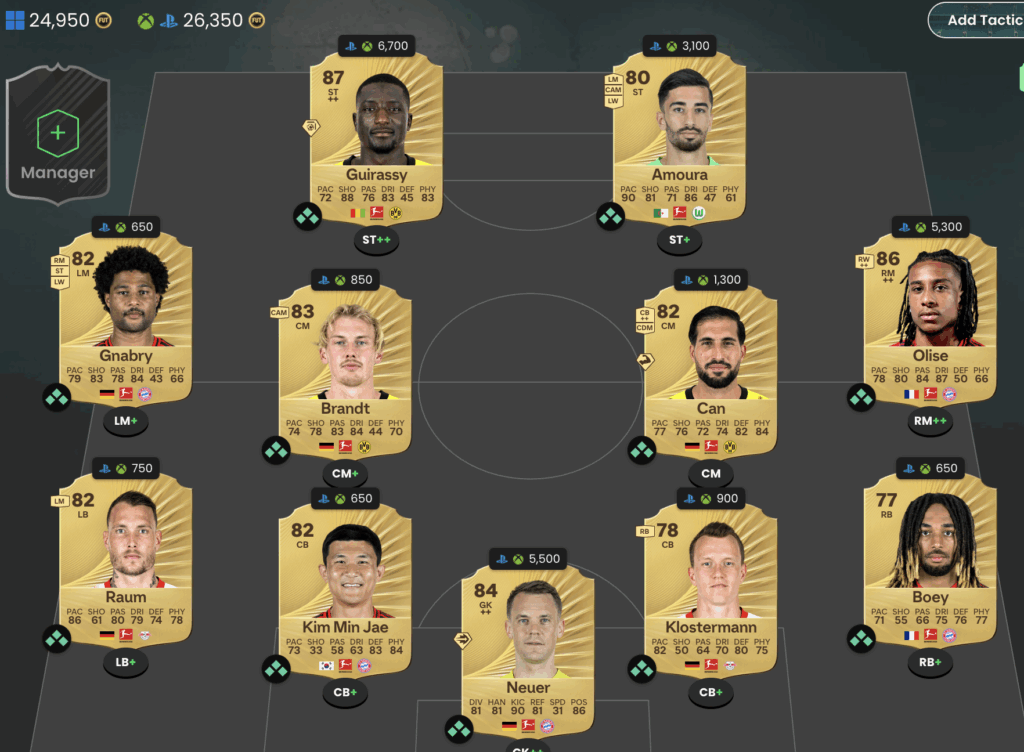 équipe bundesliga pas chère fc26